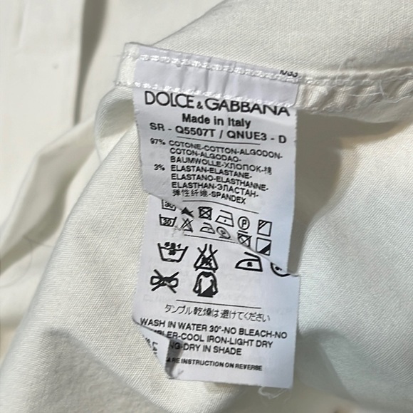 Dolce & Gabbana Slim Fit Button Front Dress Shirt White Long Sleeve Preppy White - Picture 5 of 7